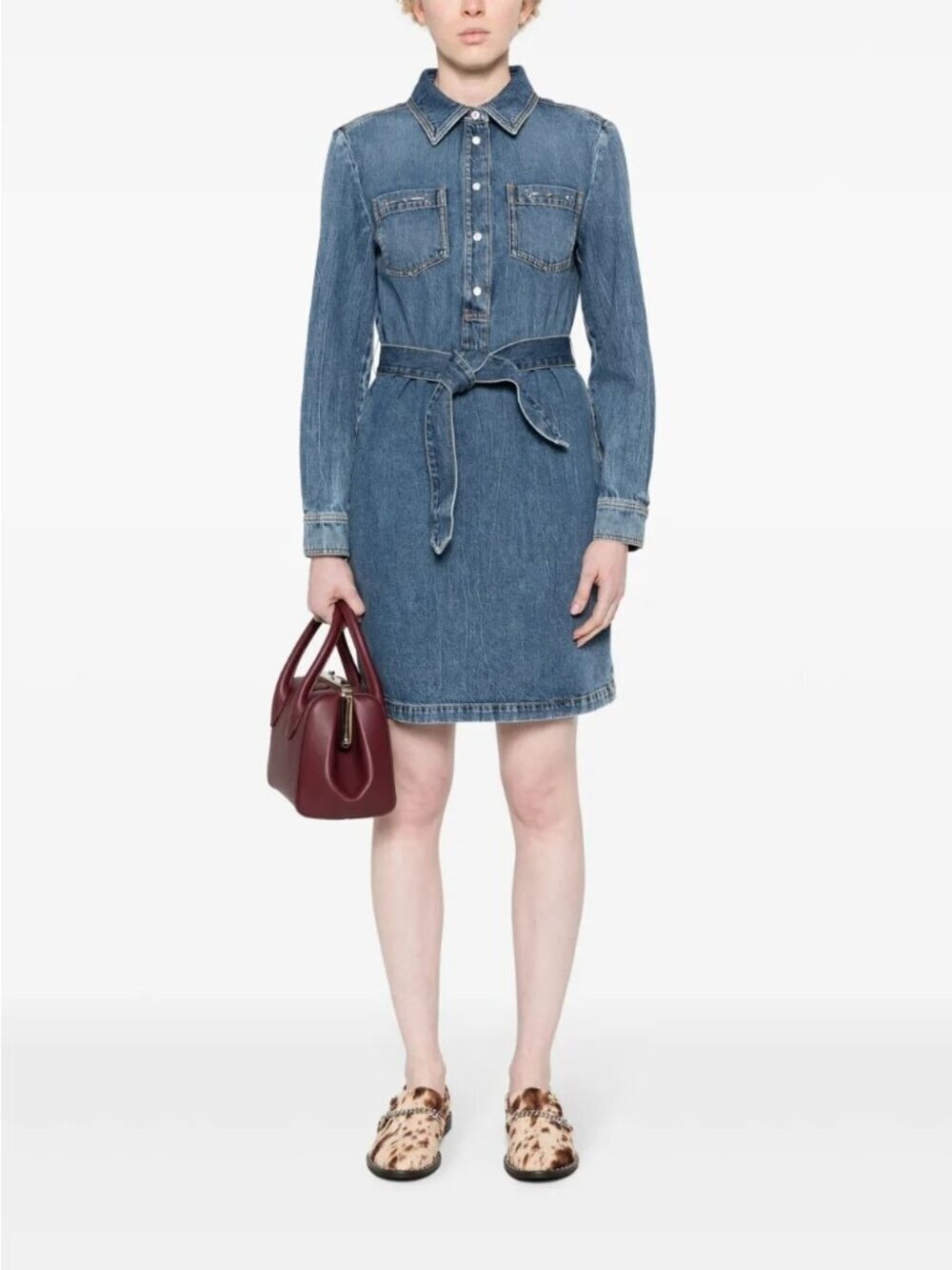 Gucci Womens Horsebit-detail Denim Mini Dress Size IT 46/US10 Blue Casual New